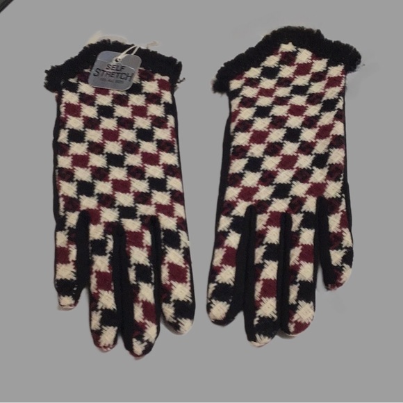Vintage Woven Envelope Shoulder Bag and Gloves Set, Maroon/Black/Cream, 3-Pieces - Picture 4 of 14